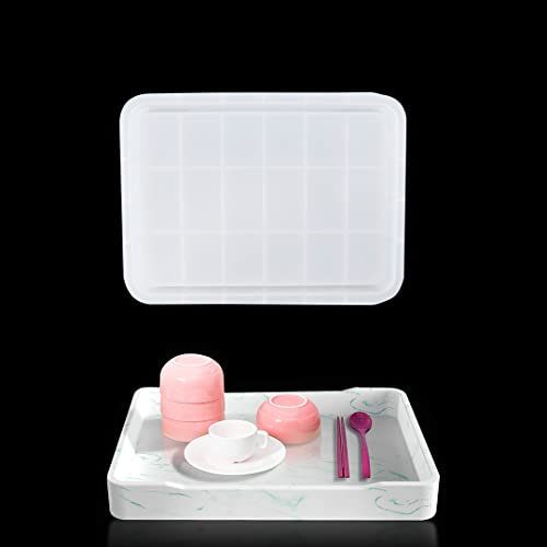Zayookey Silikonform Tablett Rechteckig Große Untersetzer Epoxidharz Formen Obsttablett Gießformen Harz Formen Tray Resin Mold DIY Teetablett Resin Teller (groß)
