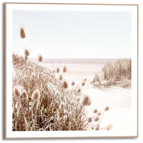 REINDERS Gerahmtes Bild, Strand, Wohnzimmer, Bilder, Wanddeko, Room Decor, MDF, Beige, 50x50cm