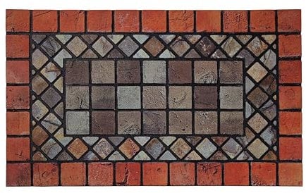 Nicoman Tile Heavy Duty Boot Scraper Doormat, Non-Slip Anti-Fatigue Eco-Friendly Rubber Indoor/Outdoor Door Mat, Rectangular (75x44cm), Red Border