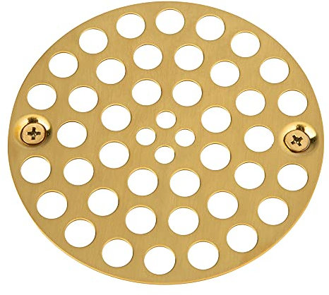 Artiwell 4’’ Shower Strainer Drain Trim Set, Solid Brass Screw-in Shower Strainer Drain Cover, , Replacement Strainer Grid by Artiwell, Machine & Self-Tapping Screws Included (Brushed Gold)