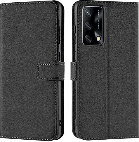 Verco Handyhülle für Oppo A74 4G Hülle, Bookcase Tasche Flipcover für Oppo A74 4G Case [Kartenfächer/Aufstellfunktion], Schwarz