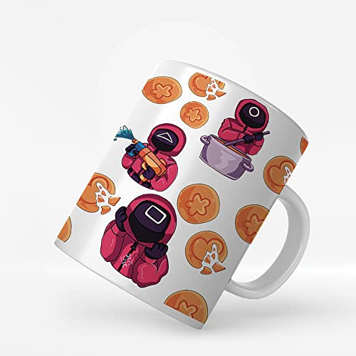 Movilshop Taza El Juego del Calamar [ Guardias ] Regalo Original para Empezar el día Tomando Café Cargadito o té.