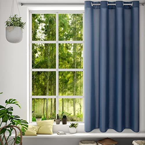 Eurofirany Rita Vorhang Gardine Glatt Schlicht Einfarbig - 8 Ösen Modern Schlafzimmer Wohnzimmer Lounge Kinderzimmer 1 Stück Einzeln Marineblau 140 x 175 m