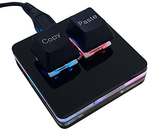 BTXETUEL Copy and Paste 2-Key Keyboard SAYO OSU Keypad Hotswap One Handed Mechanical Gaming Keyboard Cherry Switch RGB Backlit Mini USB Keypad for macros or Rhythm Games