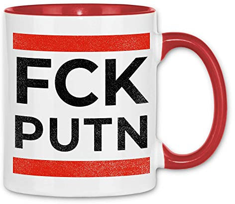 wowshirt Tasse FCK Putn Für Ukraine Ukrainische Patrioten Gegen Putin Demo Anti, Farbe:White - Red