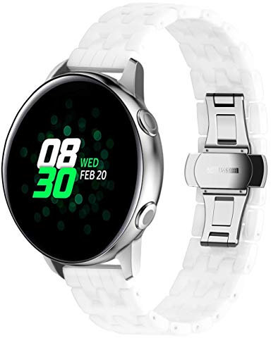 YISIWERA Armband 40mm Galaxy Uhrenarmband aus Keramik mit Schnellverschluss kompatibel mit Samsung Watch Active 2 40mm 44mm Galaxy Watch 42mm Active 40mm Watch 4 für Herren und Damen(40mm, White)