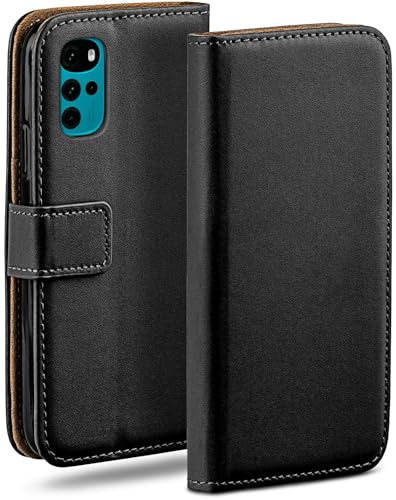 moex Book Case für Motorola Moto G22 Handyhülle mit Kartenfach, Hülle klappbar 360 Grad Schutzhülle, Klapphülle Flip Case Cover, PU Leder Handytasche Lederhülle, Schwarz