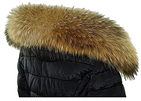 ZJZEY XL Pelzkragen Finnraccoon Kapuzen Kragen Pelzstreifen Echt Pelz Echtfell Stoffstreifen zum befestigen, 67-70cm lang 18-20cm breit