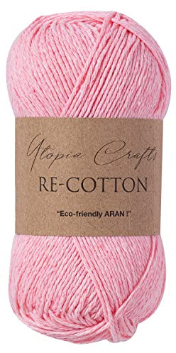 Utopia Crafts Re-Cotton Knitting Yarn, 100g Light Pink