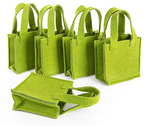 Logbuch-Verlag 5 kleine Geschenktaschen Ostern Filz zum Befüllen 10 x 10 cm grün Geburtstag Geschenke für Kunden & Mitarbeiter