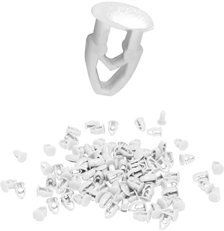 Virsus 100 Bottoni per Fissaggio Targa 3131, misura 7x9 mm, Bottoncini in plastica rigida per Targa Europea, graffe a testa piatta, copri fori, per auto e moto (Bianco)