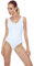 Selente #fashionista Body / chemisier en coton (fabriqué dans l'UE) à manches longues et à manches courtes avec dentelle, maille ou col roulé, Bretelles blanches, M