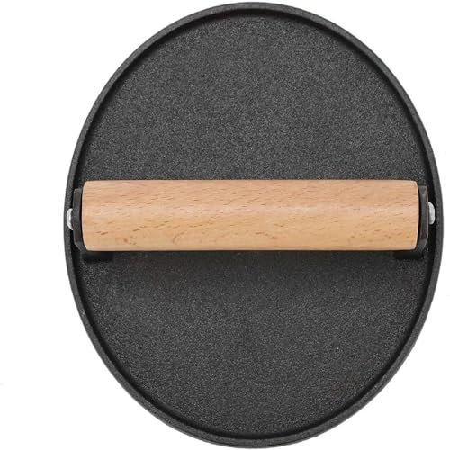 Dhouse Burger Press Cast Iron, 7 Inch Burger Smasher, Smash Burger Press with Wooden Handle, Heavy Duty Burger Weight, Grill Accessory, Barbecue Tool