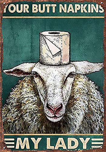 Retro Blechschilder Vintage Schilder Metall Blechschild Vintage Schaf Wanddekoration Kunst Toilette Ziege Poster - YOUR BUTT NAKINS MY LADY - Retro kreative Badezimmer Dekor für Zuhause Büro F