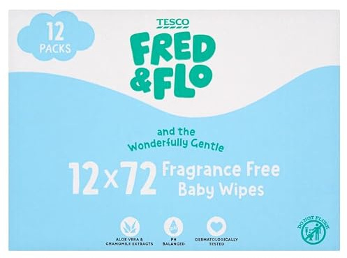 12x Fred & Flo Kind & Gentle Fragrance Free Wipes 72 Pack
