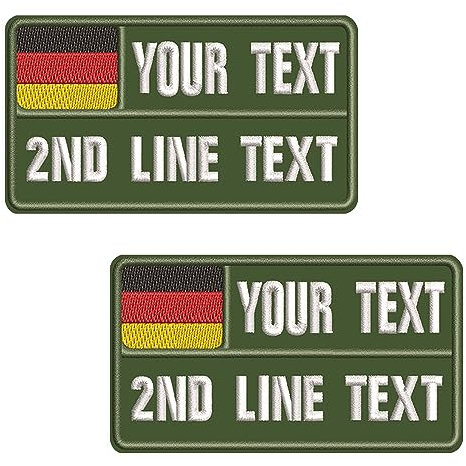 misscase Patch Deutschland name, Embroidery Name Patches, Personalisierte Gestickte Text Namensschild für Motorrad Biker Mehrere Kleidung Taschen Weste Abzeichen/Bügeleisen auf dem Rücken (2Line)