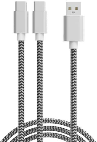 ABTKN Fast Charging Cable for PS-5 Controller, 2 in 1 USB C Charger Cable for Play-Station - 5/ Xbox Series X|S Controller, 10Ft Charger Cord Nylon Braided Type-C Ports Accessories for Switch