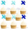 Gexolenu 24 Pcs Cute Cloud Airplane Cupcakes Toppers Blue Glitter Double-Sided Plane Cupcake Picks For Baby Shower Decorations Wedding Anniversary Kids Birthday Party Supplies
