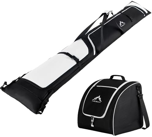 GoHimal Ski Bag and Boot Bag Combo, Padded Skis Bag for Air Travel, Safety Reinforce Ski Carrier Bag Fits for Skis Up to 200 CM and Boots Up To Size US13, Water- resistant Ski Travel Bag