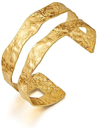 WOWORAMA Gehämmertes Chunky Cuff Armband für Frauen Vintage Boho Weites Bangle Armband Unregelmäßiges Statement Dickes Arm Cuff Armbänder Gold/Silber