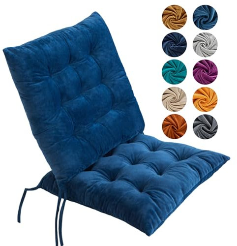 Hixingo 4er Set Stuhlkissen, Sitzkissen Stuhl, Stuhlkissen 40x40, Kristall-Samt Sitzkissen Bank, Sitzunterlage Outdoor & Innen, Sitzauflagen Chair Cushion für Wohnzimmer Terrassen (40cm,Marineblau)