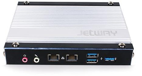 Jetway MiniBarebone Pico-ITX PCs inkl. IntelJ3160 mit 2,2 GHz 2,2 GHz, 2 x Gigabit-Netzwerk, 3 x USB 3.0, 2 x HDMI, 1 x Display Port, 4 GB DDR3 integriert.