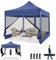 COBIZI Faltpavillon 3x3 Pavillon 3x3m Wasserdicht Stabil, Partyzelt Faltbar mit 4 Seitenwänden Moskitonetz Pop Up Gartenpavillon Anti-UV für Garten, Dunkelblau