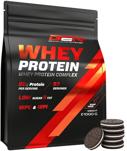 Whey Protein Complex - 1000 g (Biscuits et Crème) - Avec part d'isolat - Protéine soluble instantanée en poudre avec BCAA & EAA - German Elite Nutrition
