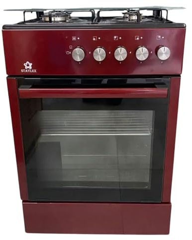 Cucina a Gas con Forno a Gas Piano Cottura 4 Fuochi 60 X 60 cm Bianca con Copertura Pannello in Vetro LF66GE-BIA