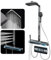 Colonne de Douche Thermostatique Gris, Mitigeur en Laiton Systeme de Douche Affichage Numérique LED Ensemble de Douche, Avec 33x 20cm Douche de TêTe, Douchette à Main, Robinet de Baignoire, Mural