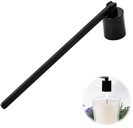 Rundago Kerzenlöscher, Edelstahl Dochtlöscher mit Langem Griff, Kerzen Ausmachen Kerzenlöscher, Candle Extinguisher für Meisten Kerzen, Kerzenwerkzeuge und Zubehör (Schwarz)