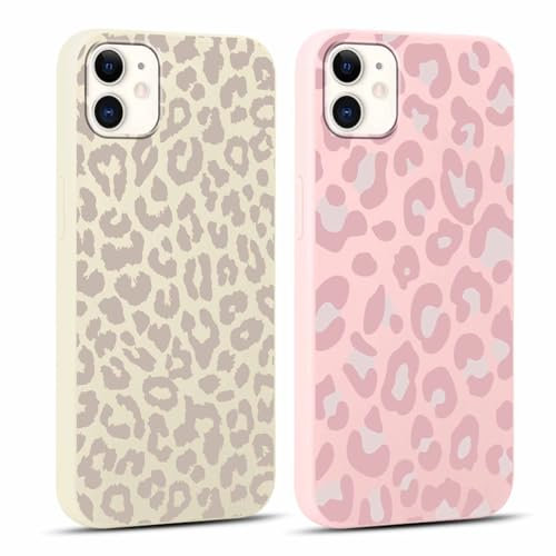 Foonary 2 Stück Handyhülle für iPhone 11 6,1 Hülle Leopard Muster Design Aesthetic Muster Mädchen Case Cover Weich Silikon Flexibel TPU Stoßfest Schutzhülle für iPhone 11,Beige