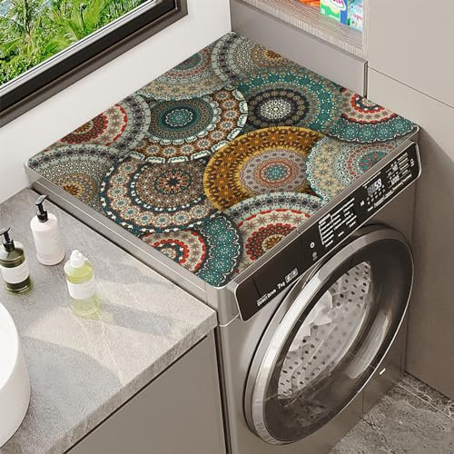 YJSZY Tappetino Lavatrice 60 X 50 Cm Boemia Mandala Copri Lavatrice Protezione in Silicone per Lavatrice E Asciugatrice Design Antiscivolo Lavabile Washer Dryer Top Protector Mat (60 x50 cm,Colore 2)