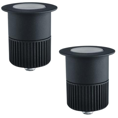 ENOVALITE 2er Set LED Bodeneinbaustrahler 5W 300lm 3000K Warmweiß - Ø 65x80mm - IP67 - Aluminium - befahrbar bis 2t - 230V Bodeneinbauleuchte Außenleuchte Bodenspot - schwarz