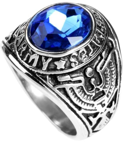 Adler Edelstein Ring Herren Edelstahl U.S. Army Veteranen Adler Adler Ring Mit Ovalem CZ Edelstein,Blau,12