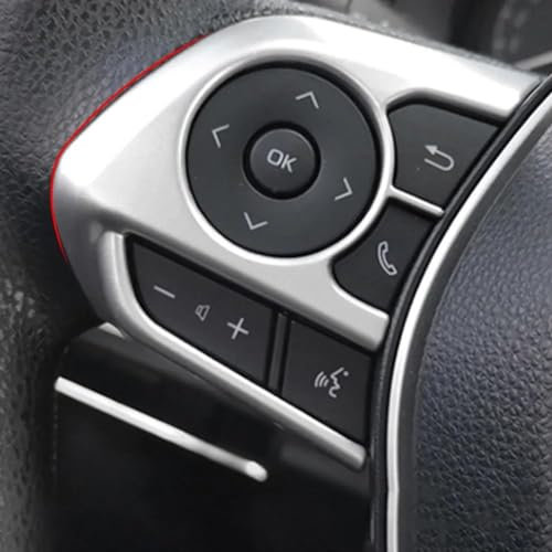 Aufkleber Zubehör 2Pcs Auto Lenkrad Taste Panel Abdeckung Trim Aufkleber Für Toyota Für RAV4 2019-2021 Für RAV 4 Für XA50 Zubehör Innen Zierleisten(Silber)