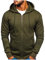 QUINTRA Hoodie Herren Einfarbig Basic Kapuzenpullover Sweatjacke mit Reißverschluss und Taschen (Green, M)