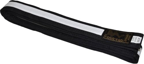 TEKKA BUDO Kampfsport Gürtel mit Mittelstreifen schwarz-weiß 300 cm 2-farbig - Budogürtel, Karate, Judo, Taekwondo, Ju-Jutsu