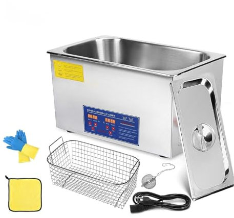 Digitaler Ultraschallreiniger, 40 kHz Edelstahl 30L Ultrasonic Cleaner, mit Heizung Timer, für Zahnersatz Schmuck Brillen Uhren Brillen Ultraschallreinigungsgerät, mit Knöpfen, mit Abflussventil