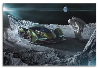 XFPMXC Rennwagen-Poster, Vision, Gran Turismo, Superauto auf dem Mond, dekoratives Gemälde, Leinwand, Wandkunstwerk, Bild, 60 x 90 cm
