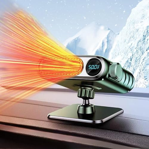 CODEYO Riscaldamento per auto, 12 V, portatile da 150 W, termoventilatore per auto, riscaldamento auto, riscaldamento auto, riscaldamento da 12 V, ventilatore digitale, 3 livelli, rotazione di 360