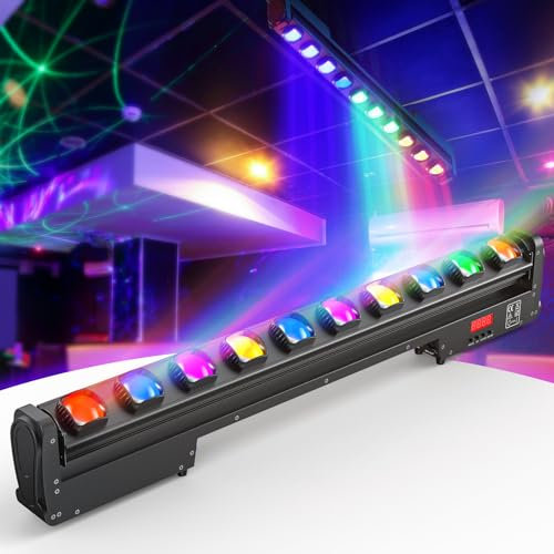 10 * 25W RGBW LED Wallwasher Barra Luminosa Teste Mobili, Luce da Palcoscenico Luci Discoteca Strobo Faretto Effetti per DJ Feste Nozze Halloween Natale, 1 pezzo