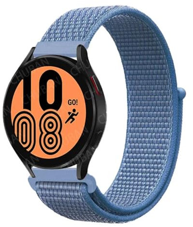 Generisch Nylonband kompatibel mit Galaxy Watch 6/4/Classic/3/5/Pro/Active 2 20 mm/22 mm Sport atmungsaktives Armband Galaxy Watch 6 7 FE(26 Cape Cod Blue,20 mm)