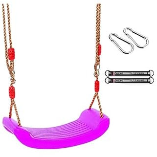 Columpio para niños para exteriores con cuerdas, 16.5 x 6.7 pulgadas, rojo, material de polietileno resistente (rosa)