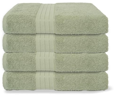 Brentfords Hand Towels For Bathroom, Ultra Soft 100% Cotton Absorbent Fade Resistant Quick Dry Hotel Quality Sage Green Hand Towels 4 Pack For kitchen & Gym, 50x80cm