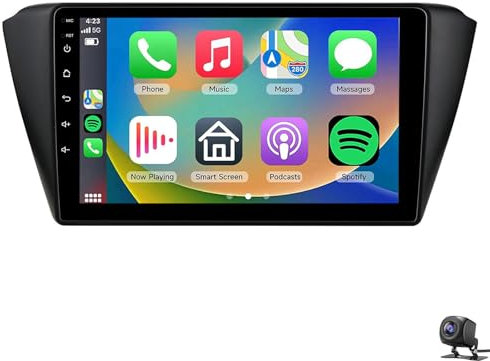 Android 14 Autoradio mit CarPlay und Android Auto für Fabia 3 2015-2019,9-Zoll Touchscreen AM/FM RDS-Radio WLAN Bluetooth GPS Navigation Freisprecheinrichtung Rückfahrkamera(Color:P1)