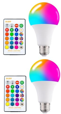 yomoe Ampoule LED à Intensité Variable 15W E27 avec Télécommande, Projecteur RVB Multicolore 16 Couleurs Changeantes