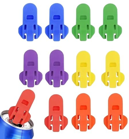 fKiZanthene Manual Can Opener, 12 Pcs 6 Colours Easy Can Cover for Drinks, Reusable Leakproof Can Sealer for Beer Soda Cans, Outdoor & Picnics​