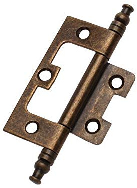 5X Antique Brass Furniture Cabinet Door Hinge with Finals, 3 Inch Flush Hinge for Inset Doors and Small Cupboards