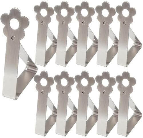 10 Pièces Pince Nappe Exterieur, Pince Nappe, Design Fleuri Réglable | Acier Inoxydable, pour Tables de 2,5 à 3,5 cm, Pique-Nique Jardin Mariage Cuisine Fête, pour Familles et Hôtes